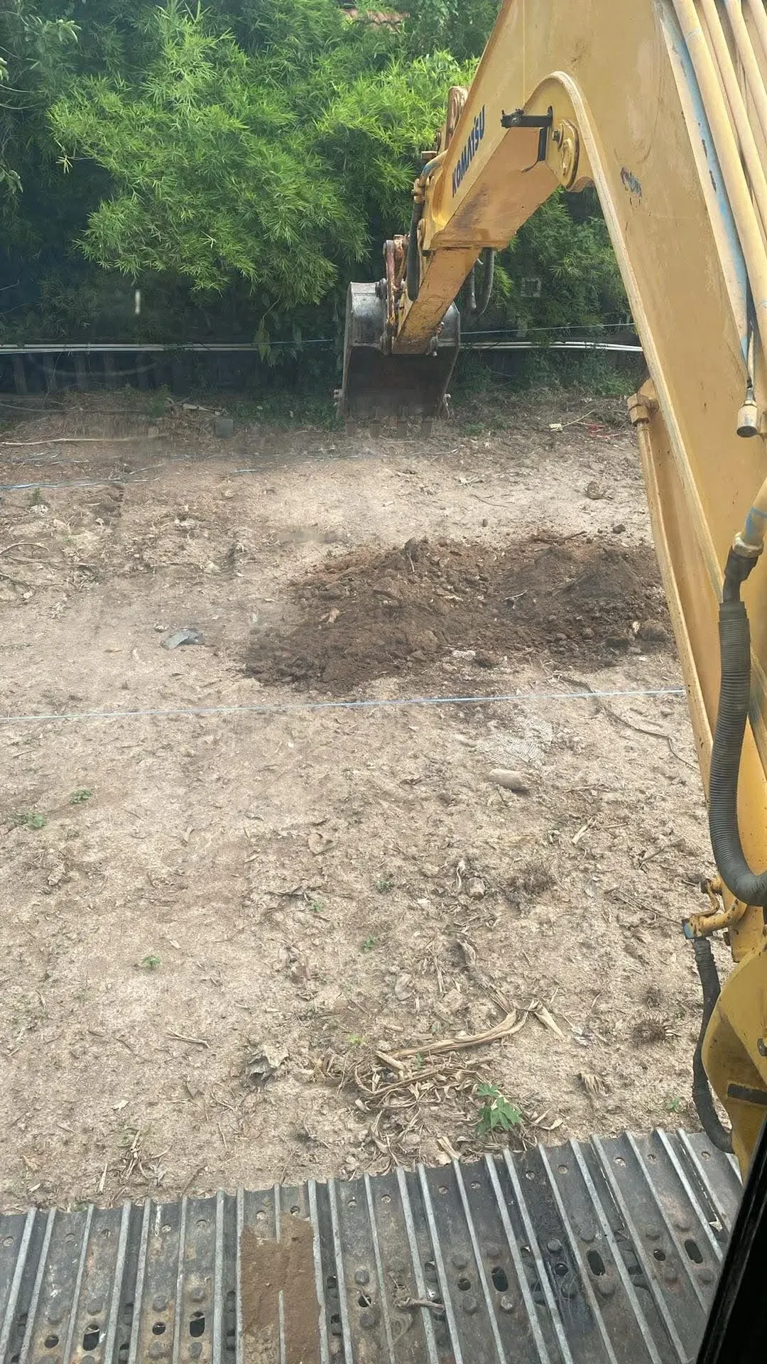 View from the excavator cab during the work