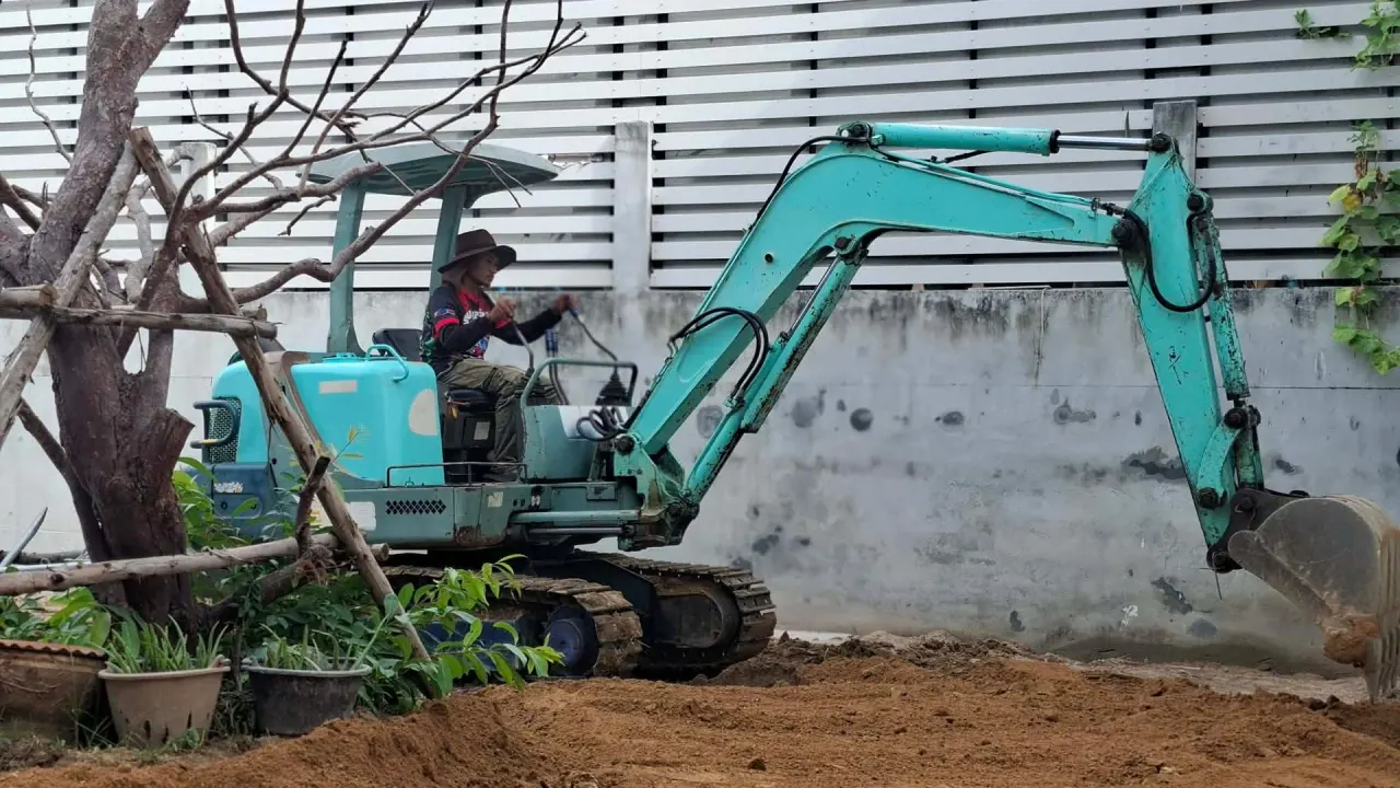 Our excavator operator at work