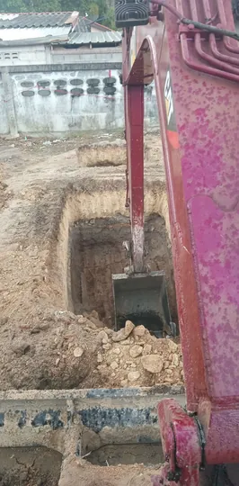 Preparing foundation holes for house construction in Koh Samui