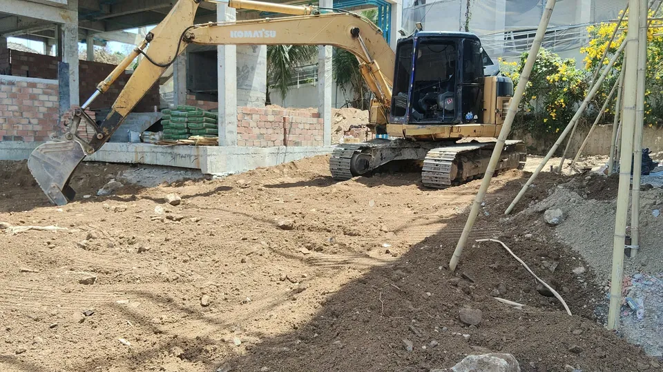 Land grading and leveling before starting construction