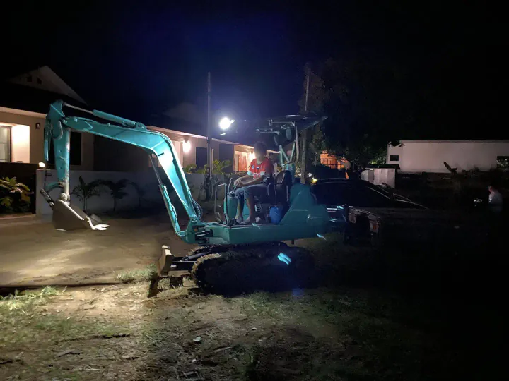 Performing construction and excavation works at night