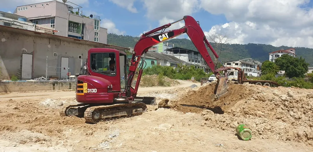 Land leveling before house construction on Koh Samui