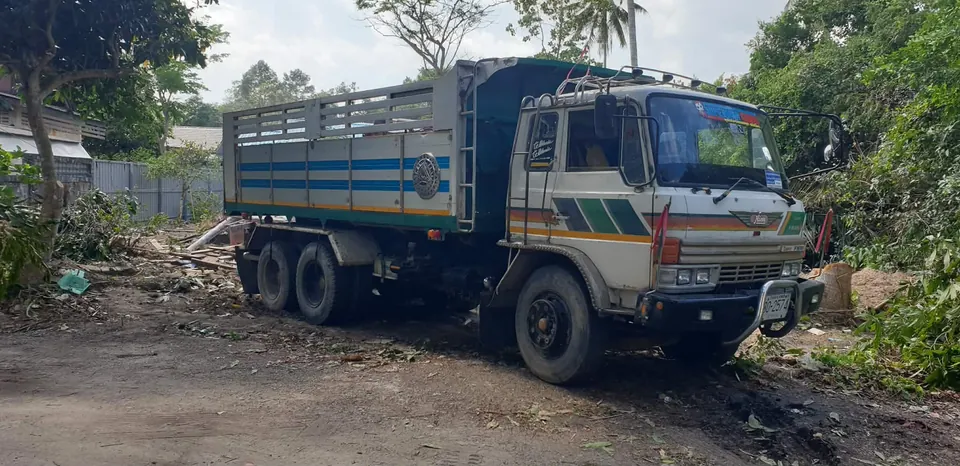 Large truck for transporting construction materials, equipment, and various cargo